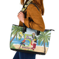 Guyana Christmas Leather Tote Bag Macaw Red-fan Parrot Tropical Vibes - Wonder Print Shop