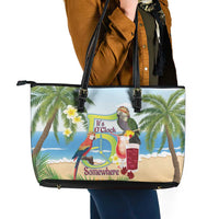 Guyana Christmas Leather Tote Bag Macaw Red-fan Parrot Tropical Vibes - Wonder Print Shop