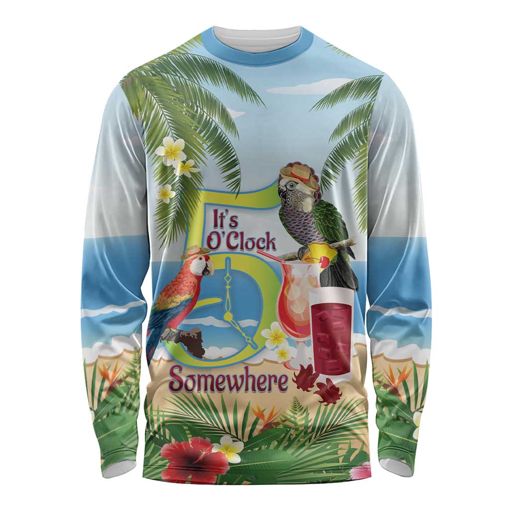 Guyana Christmas Long Sleeve Shirt Macaw Red-fan Parrot Tropical Vibes - Wonder Print Shop