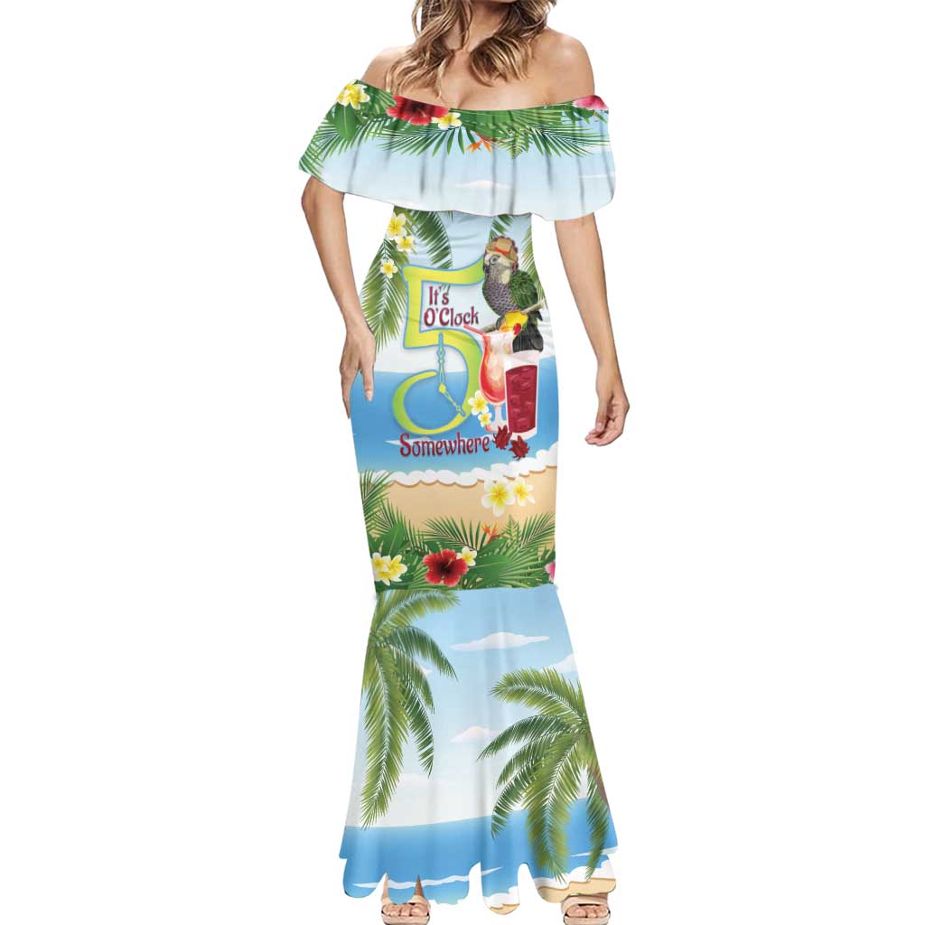 Guyana Christmas Mermaid Dress Macaw Red-fan Parrot Tropical Vibes - Wonder Print Shop