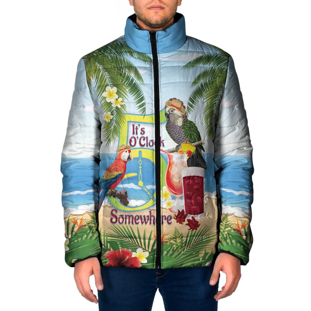 Guyana Christmas Padded Jacket Macaw Red-fan Parrot Tropical Vibes - Wonder Print Shop
