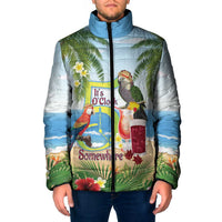 Guyana Christmas Padded Jacket Macaw Red-fan Parrot Tropical Vibes - Wonder Print Shop