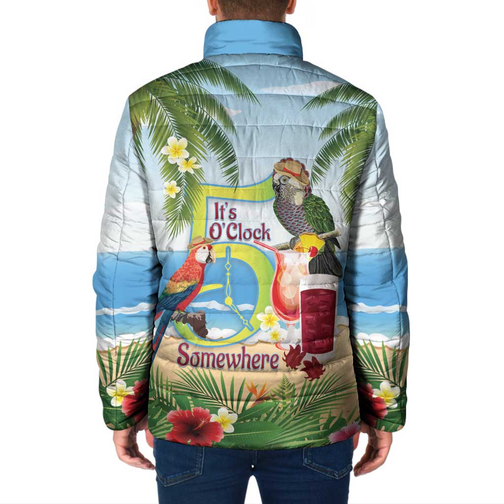 Guyana Christmas Padded Jacket Macaw Red-fan Parrot Tropical Vibes - Wonder Print Shop
