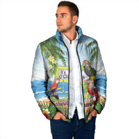 Guyana Christmas Padded Jacket Macaw Red-fan Parrot Tropical Vibes - Wonder Print Shop