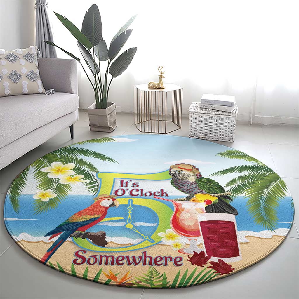 Guyana Christmas Round Carpet Macaw Red-fan Parrot Tropical Vibes - Wonder Print Shop