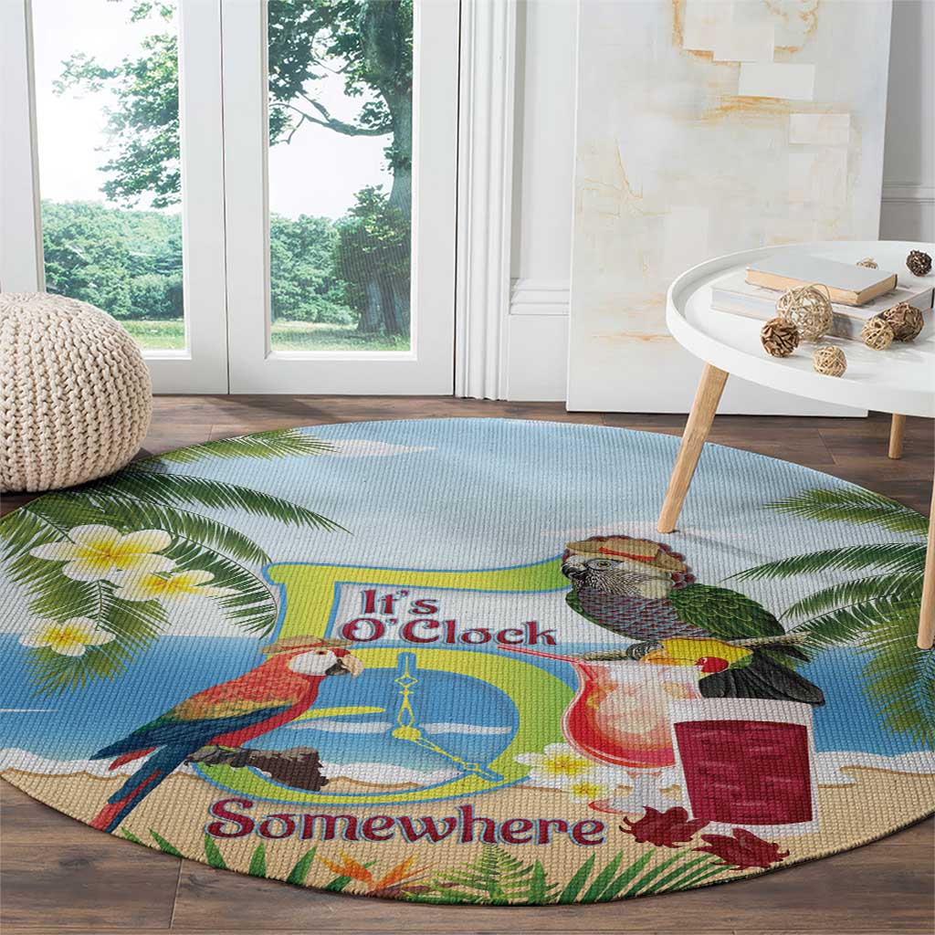 Guyana Christmas Round Carpet Macaw Red-fan Parrot Tropical Vibes - Wonder Print Shop