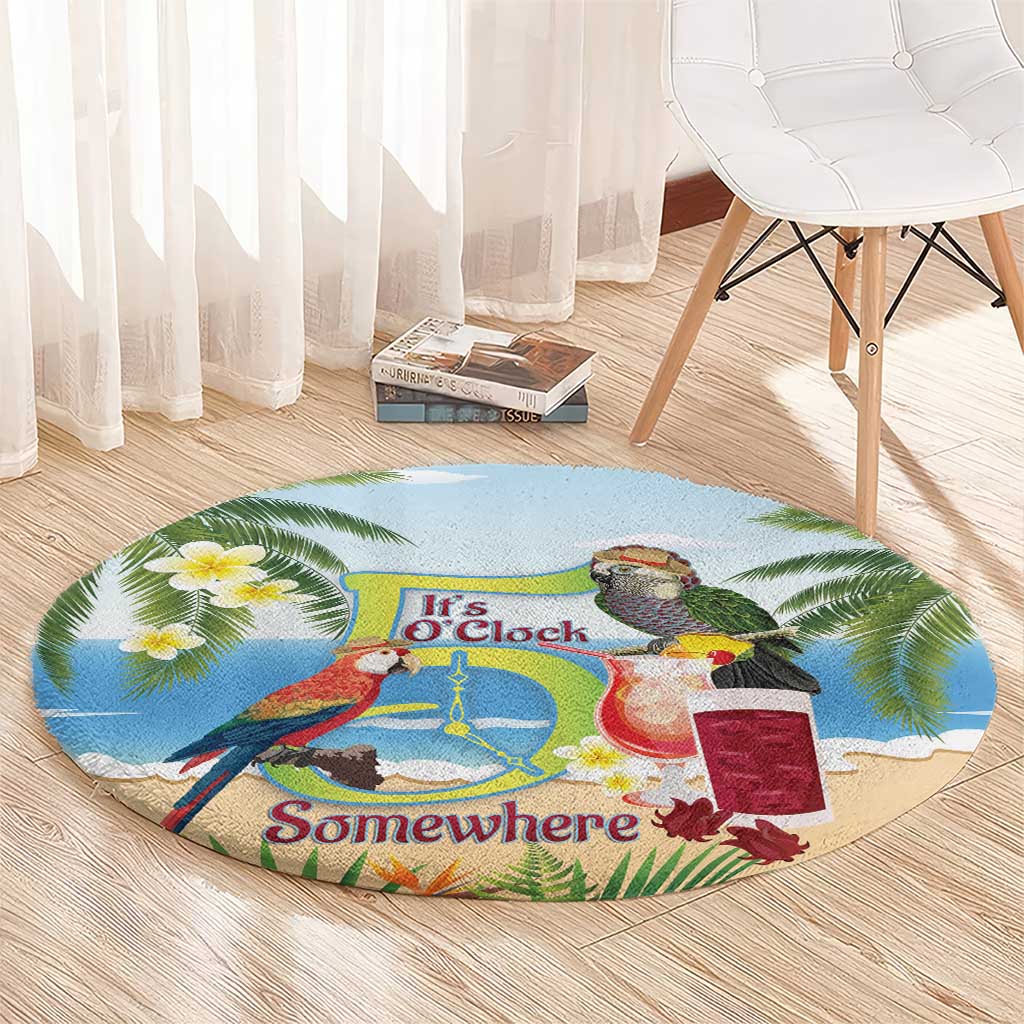 Guyana Christmas Round Carpet Macaw Red-fan Parrot Tropical Vibes - Wonder Print Shop