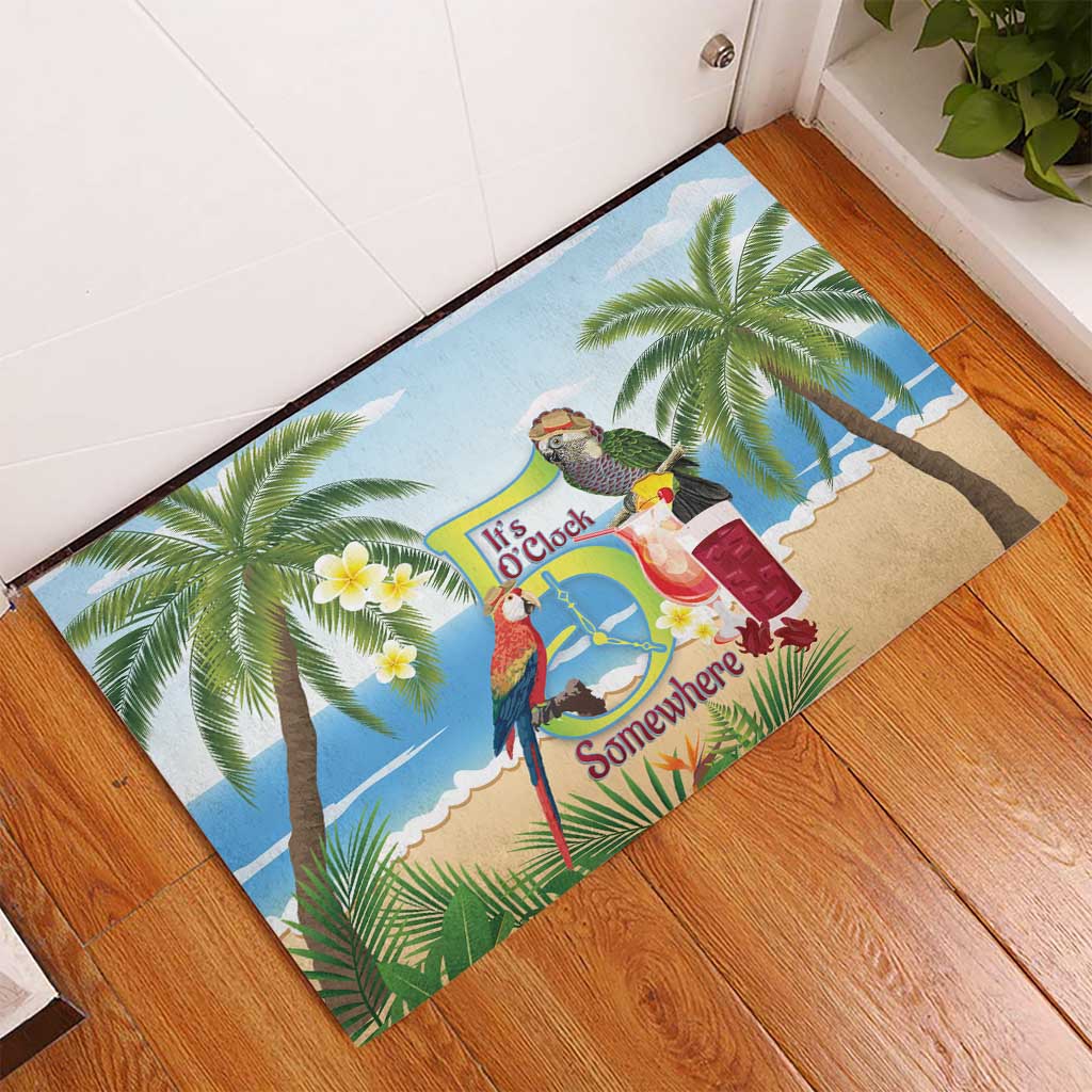 Guyana Christmas Rubber Doormat Macaw Red-fan Parrot Tropical Vibes - Wonder Print Shop