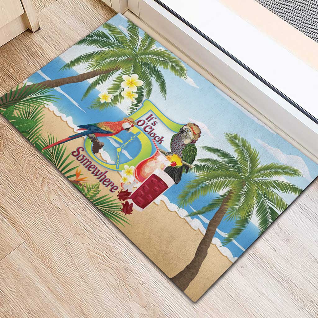Guyana Christmas Rubber Doormat Macaw Red-fan Parrot Tropical Vibes - Wonder Print Shop