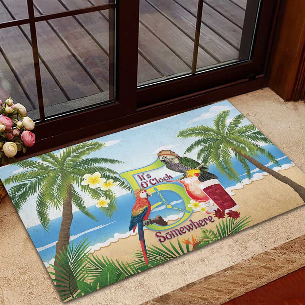 Guyana Christmas Rubber Doormat Macaw Red-fan Parrot Tropical Vibes - Wonder Print Shop