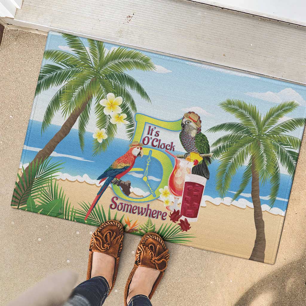 Guyana Christmas Rubber Doormat Macaw Red-fan Parrot Tropical Vibes - Wonder Print Shop