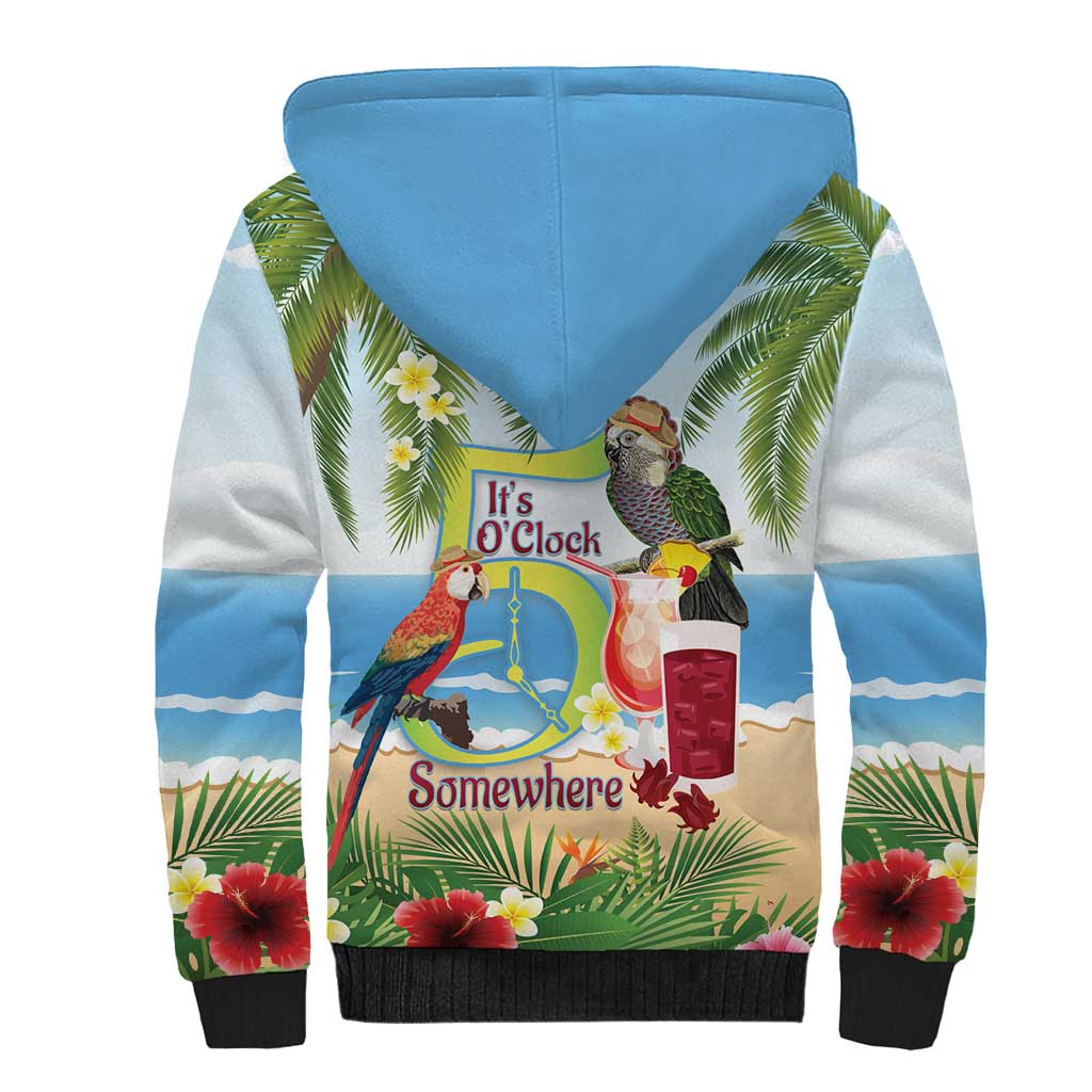 Guyana Christmas Sherpa Hoodie Macaw Red-fan Parrot Tropical Vibes - Wonder Print Shop