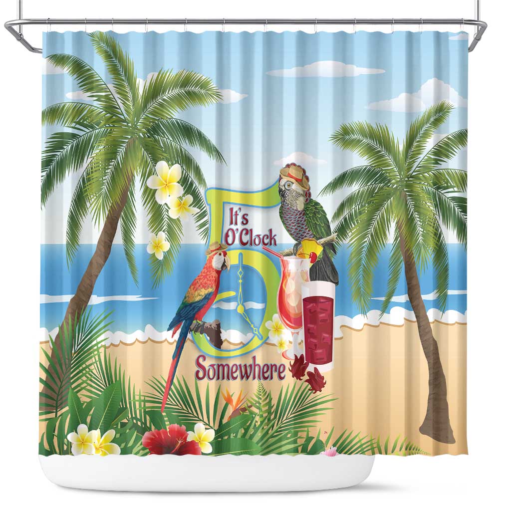 Guyana Christmas Shower Curtain Macaw Red-fan Parrot Tropical Vibes - Wonder Print Shop
