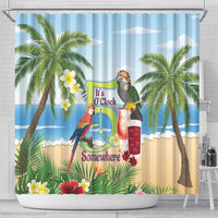 Guyana Christmas Shower Curtain Macaw Red-fan Parrot Tropical Vibes - Wonder Print Shop