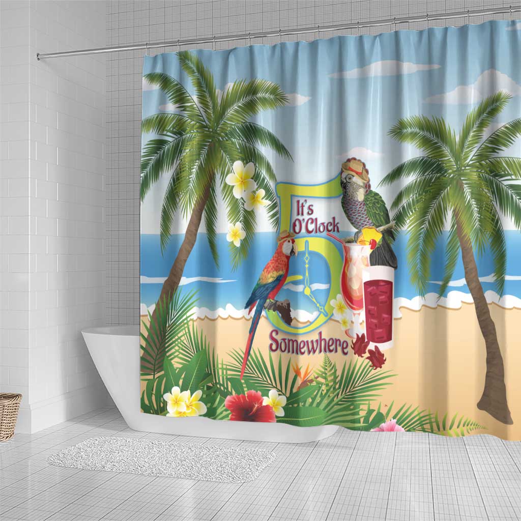 Guyana Christmas Shower Curtain Macaw Red-fan Parrot Tropical Vibes - Wonder Print Shop