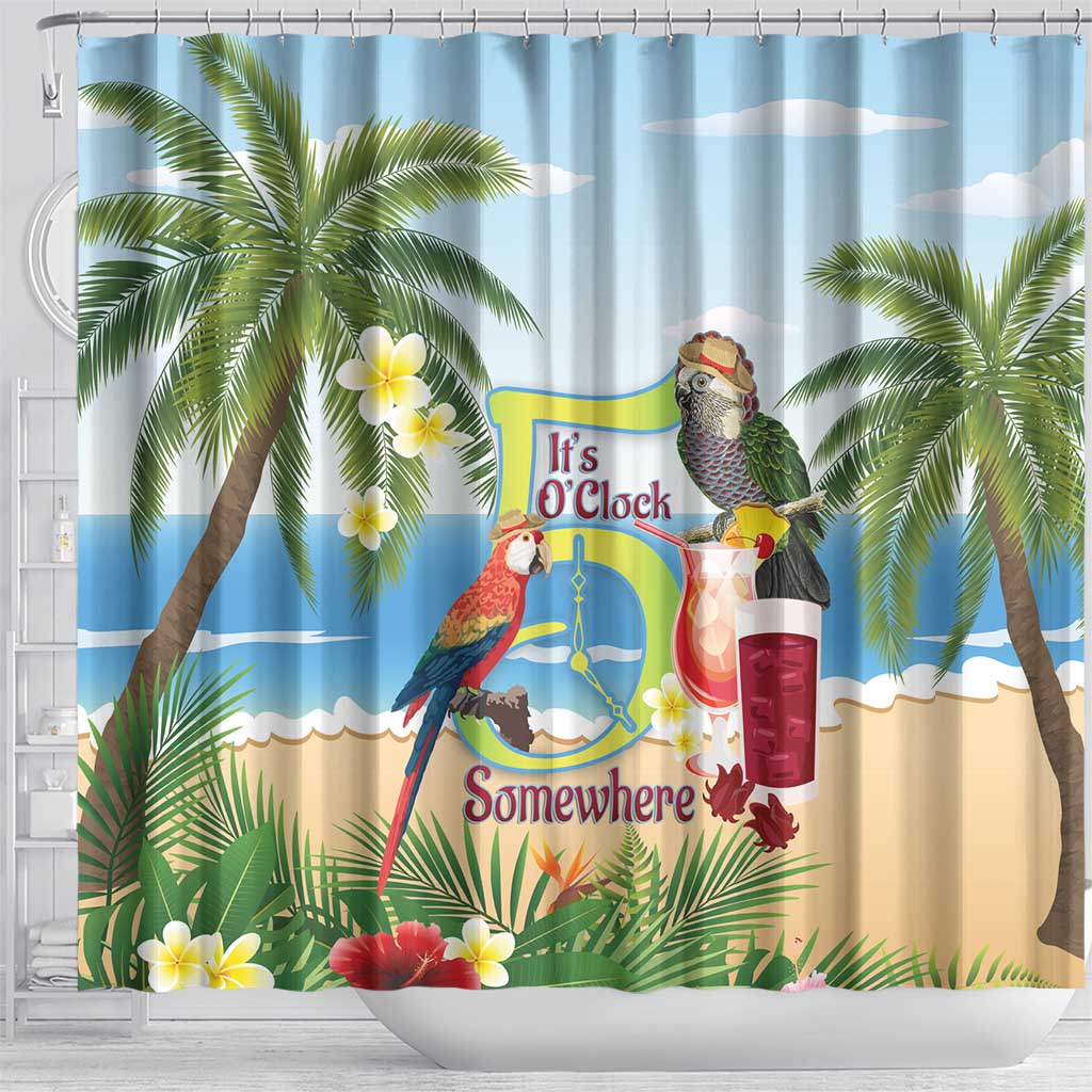 Guyana Christmas Shower Curtain Macaw Red-fan Parrot Tropical Vibes - Wonder Print Shop
