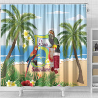 Guyana Christmas Shower Curtain Macaw Red-fan Parrot Tropical Vibes - Wonder Print Shop