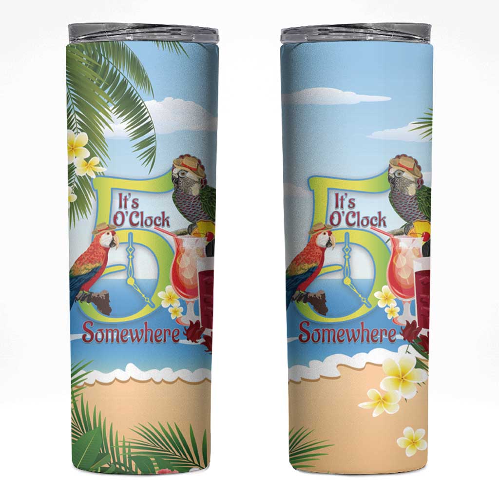 Guyana Christmas Skinny Tumbler Macaw Red-fan Parrot Tropical Vibes - Wonder Print Shop