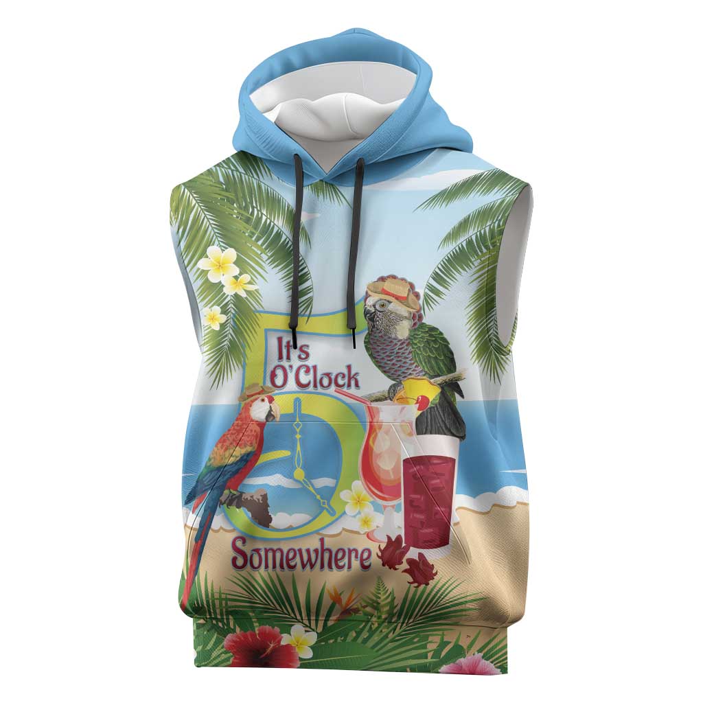 Guyana Christmas Sleeveless Hoodie Macaw Red-fan Parrot Tropical Vibes - Wonder Print Shop