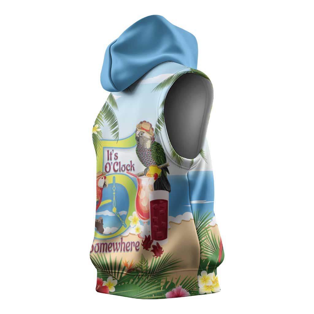 Guyana Christmas Sleeveless Hoodie Macaw Red-fan Parrot Tropical Vibes - Wonder Print Shop