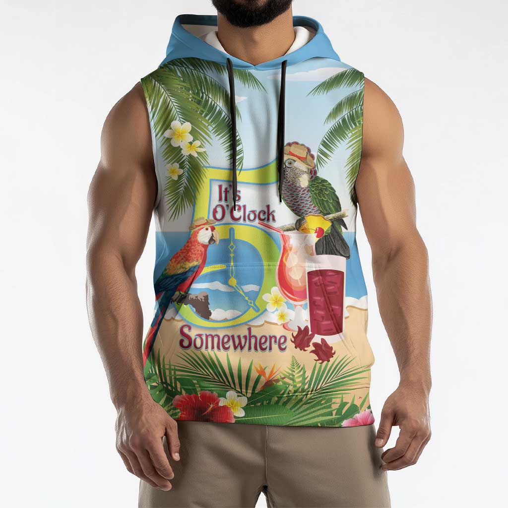 Guyana Christmas Sleeveless Hoodie Macaw Red-fan Parrot Tropical Vibes - Wonder Print Shop