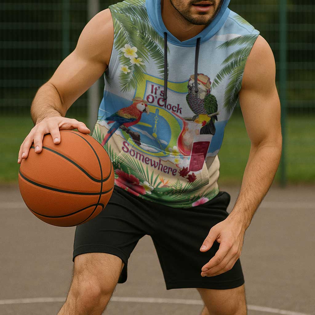 Guyana Christmas Sleeveless Hoodie Macaw Red-fan Parrot Tropical Vibes - Wonder Print Shop