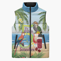 Guyana Christmas Sleeveless Puffer Jacket Macaw Red-fan Parrot Tropical Vibes - Wonder Print Shop