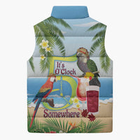 Guyana Christmas Sleeveless Puffer Jacket Macaw Red-fan Parrot Tropical Vibes - Wonder Print Shop