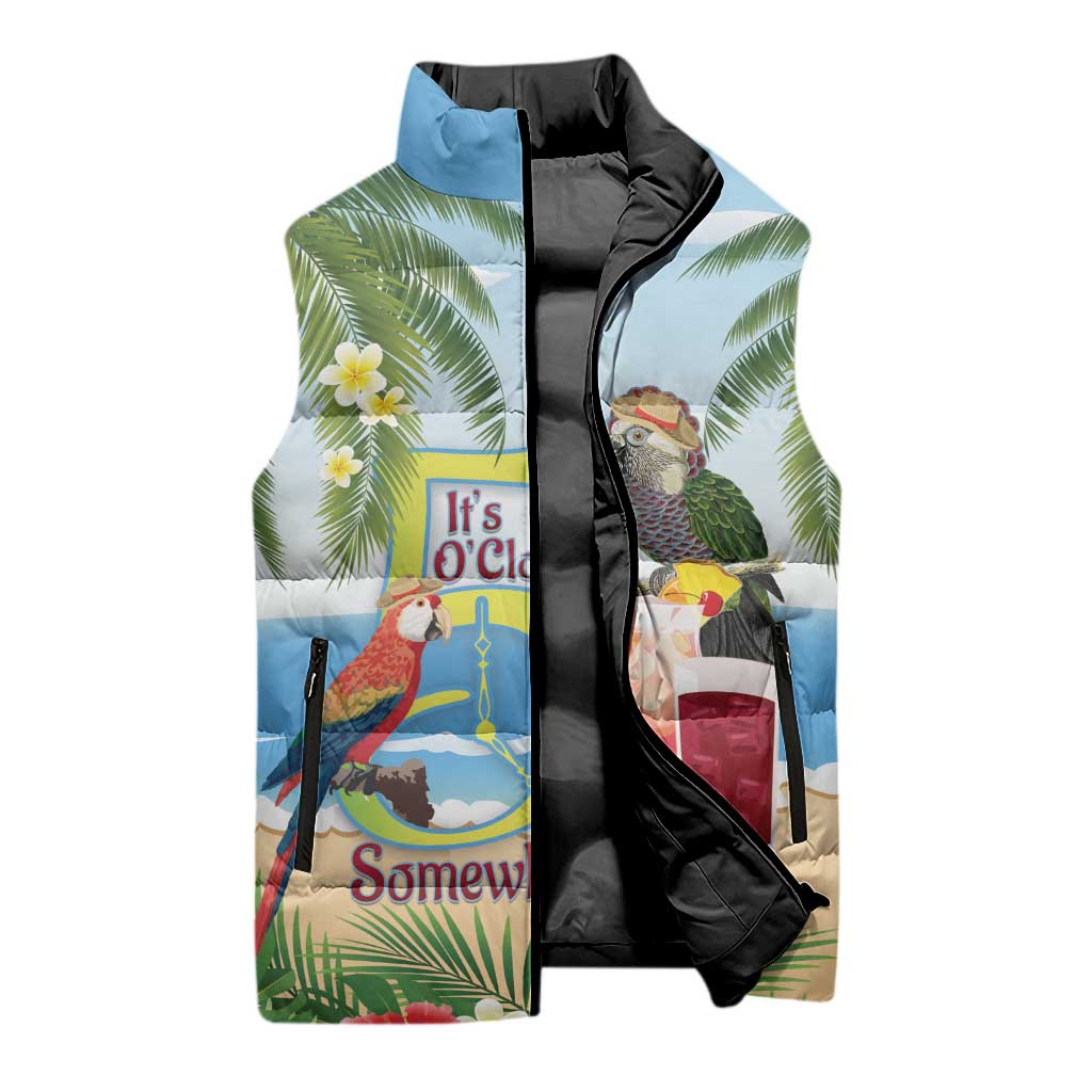 Guyana Christmas Sleeveless Puffer Jacket Macaw Red-fan Parrot Tropical Vibes - Wonder Print Shop