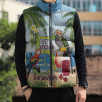 Guyana Christmas Sleeveless Puffer Jacket Macaw Red-fan Parrot Tropical Vibes - Wonder Print Shop