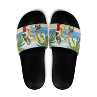 Guyana Christmas Slide Sandals Macaw Red-fan Parrot Tropical Vibes - Wonder Print Shop