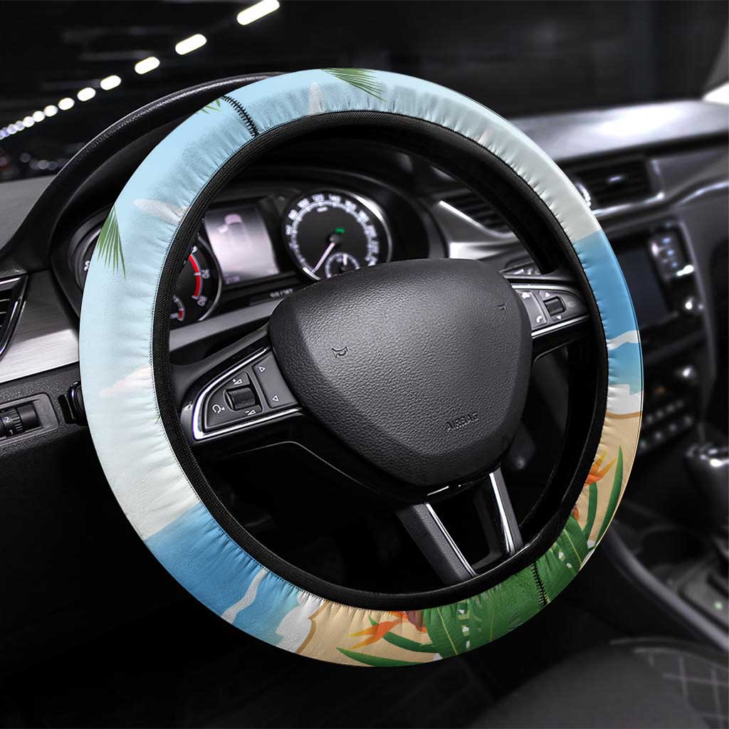 Guyana Christmas Steering Wheel Cover Macaw Red-fan Parrot Tropical Vibes - Wonder Print Shop