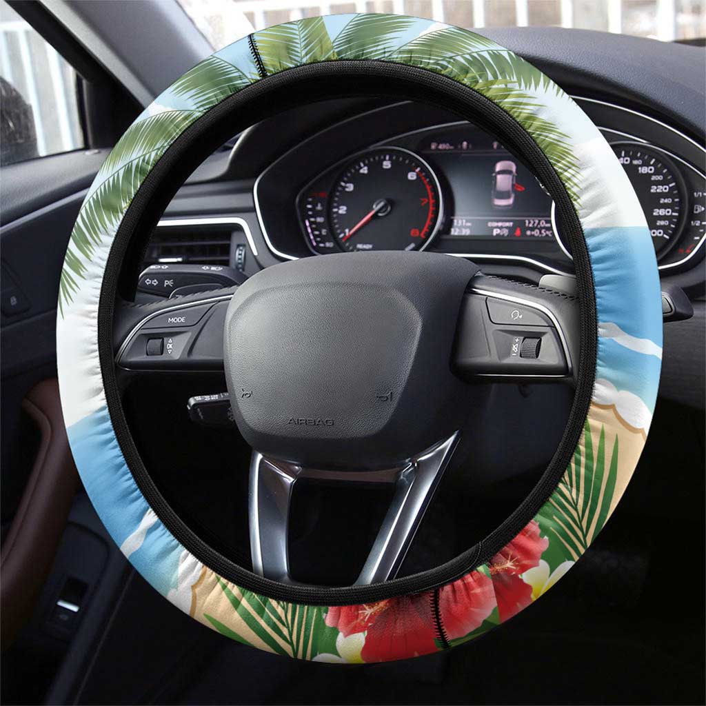 Guyana Christmas Steering Wheel Cover Macaw Red-fan Parrot Tropical Vibes - Wonder Print Shop