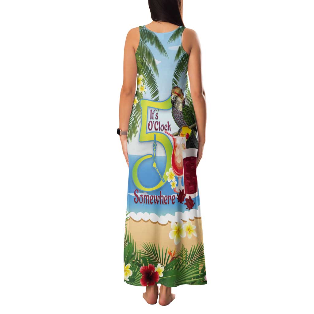 Guyana Christmas Tank Maxi Dress Macaw Red-fan Parrot Tropical Vibes - Wonder Print Shop