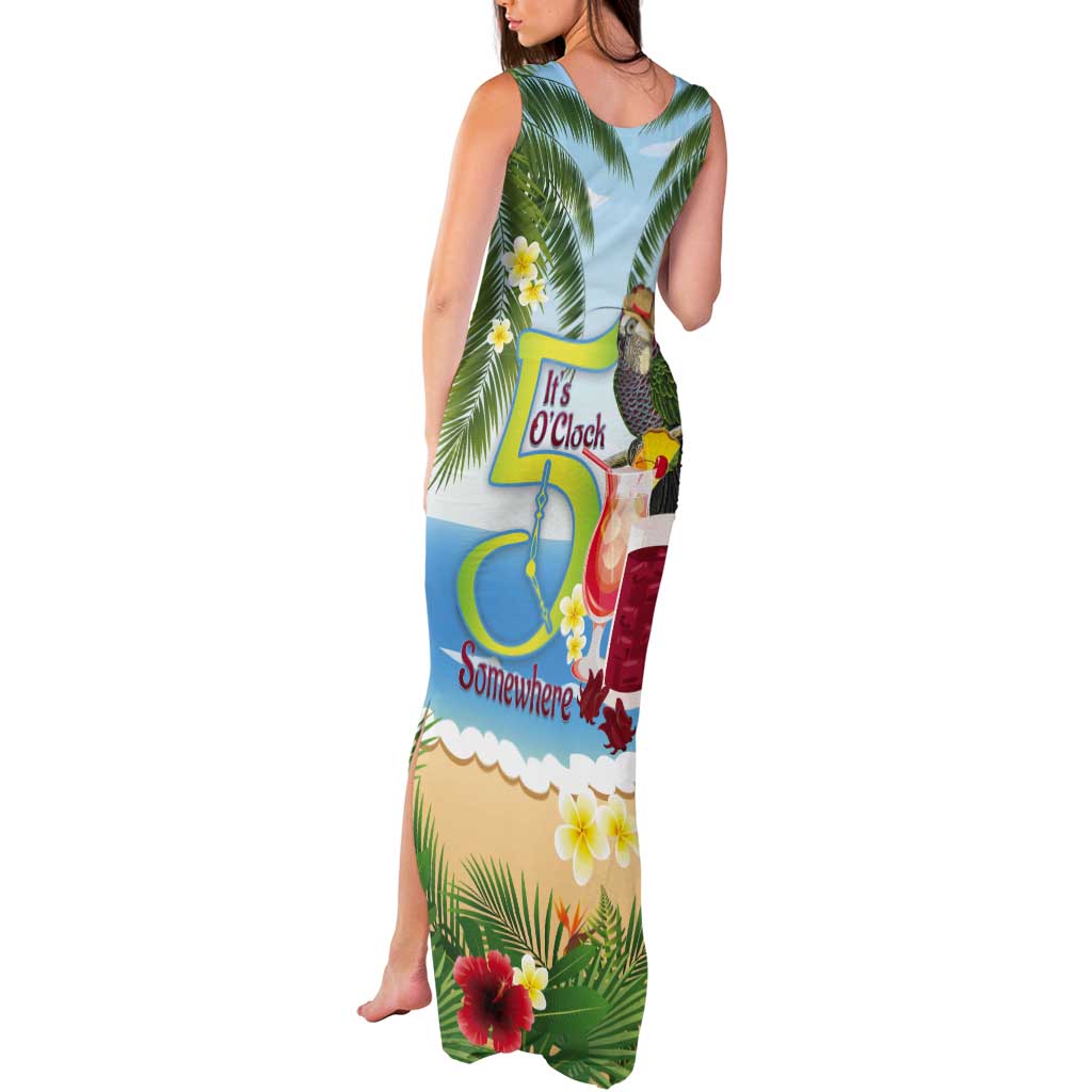 Guyana Christmas Tank Maxi Dress Macaw Red-fan Parrot Tropical Vibes - Wonder Print Shop