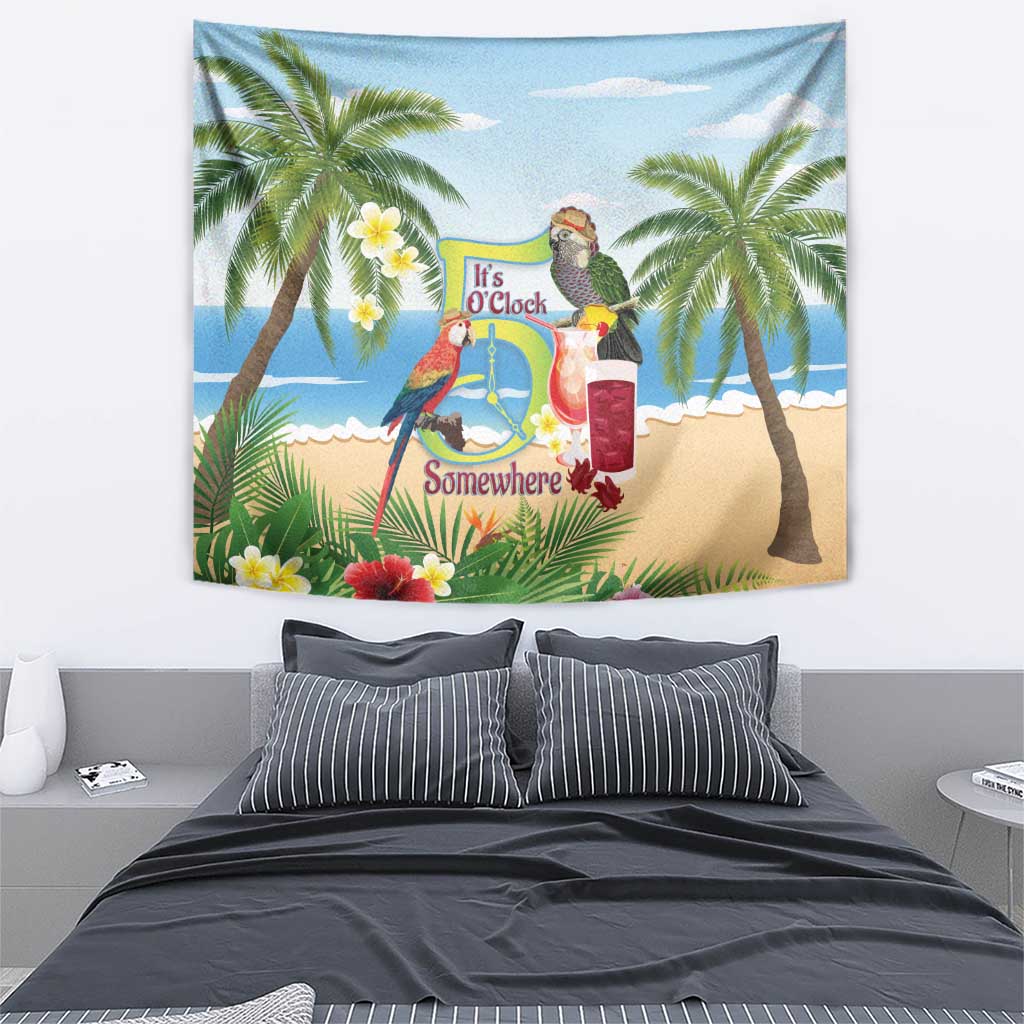 Guyana Christmas Tapestry Macaw Red-fan Parrot Tropical Vibes - Wonder Print Shop