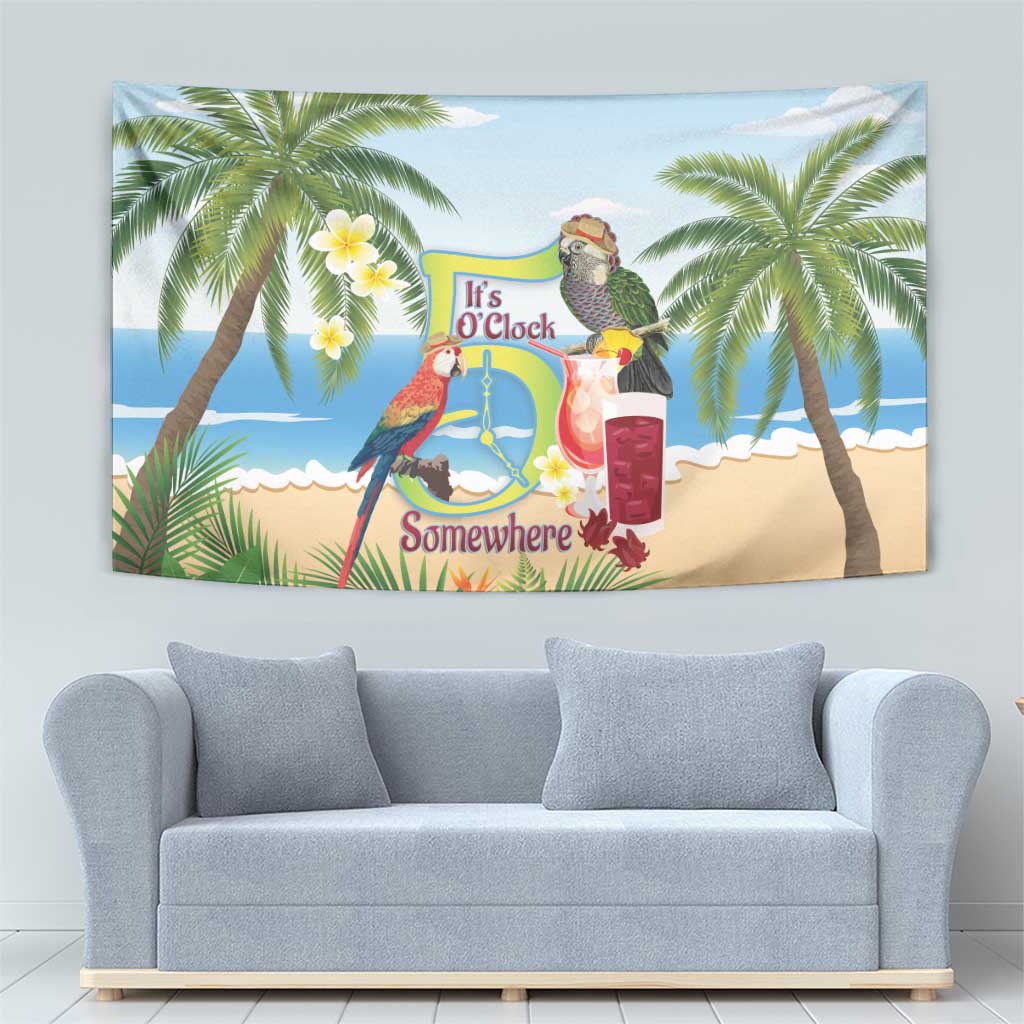 Guyana Christmas Tapestry Macaw Red-fan Parrot Tropical Vibes - Wonder Print Shop