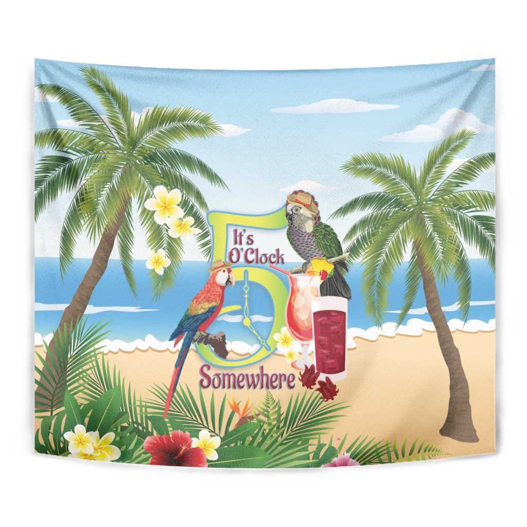 Guyana Christmas Tapestry Macaw Red-fan Parrot Tropical Vibes - Wonder Print Shop