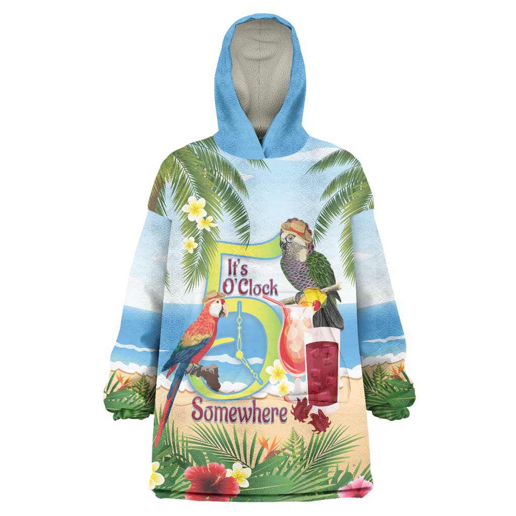 Guyana Christmas Wearable Blanket Hoodie Macaw Red-fan Parrot Tropical Vibes - Wonder Print Shop