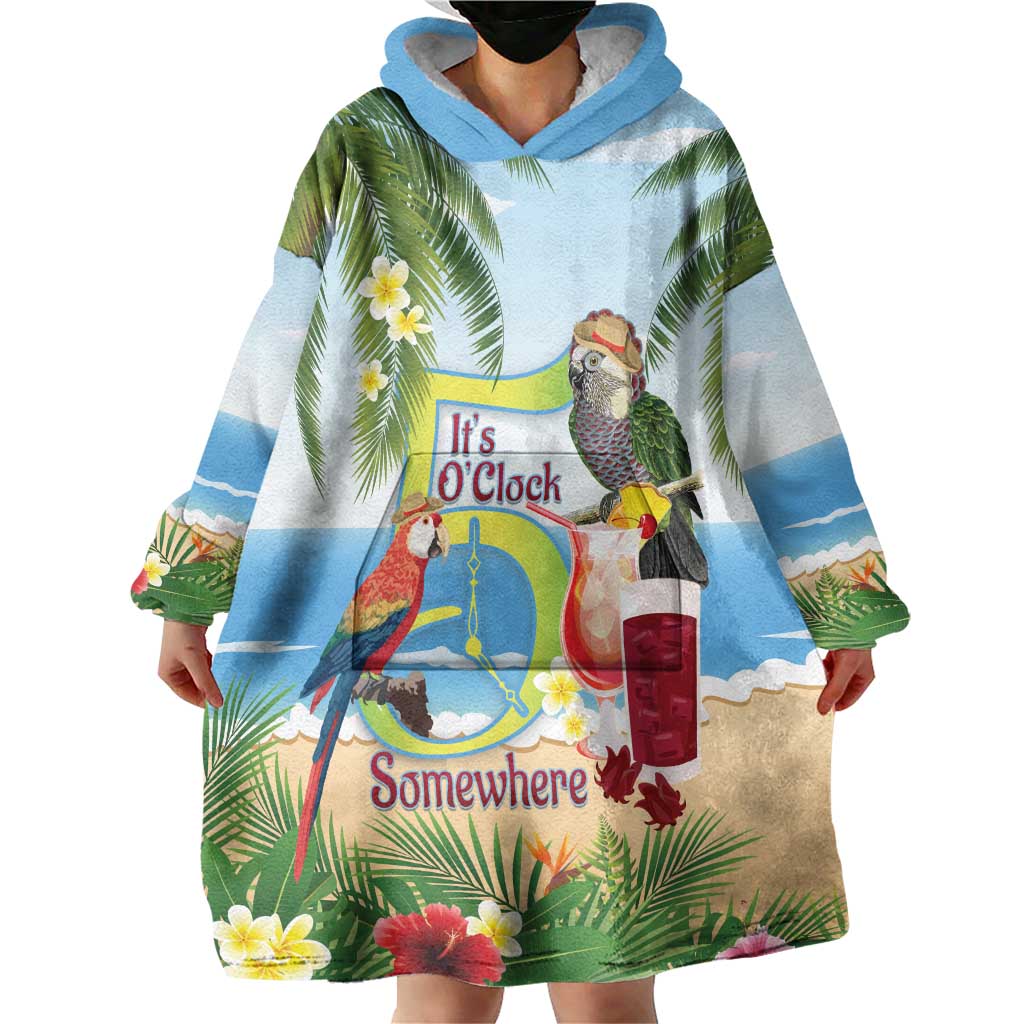 Guyana Christmas Wearable Blanket Hoodie Macaw Red-fan Parrot Tropical Vibes - Wonder Print Shop
