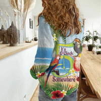 Guyana Christmas Women Casual Shirt Macaw Red-fan Parrot Tropical Vibes - Wonder Print Shop