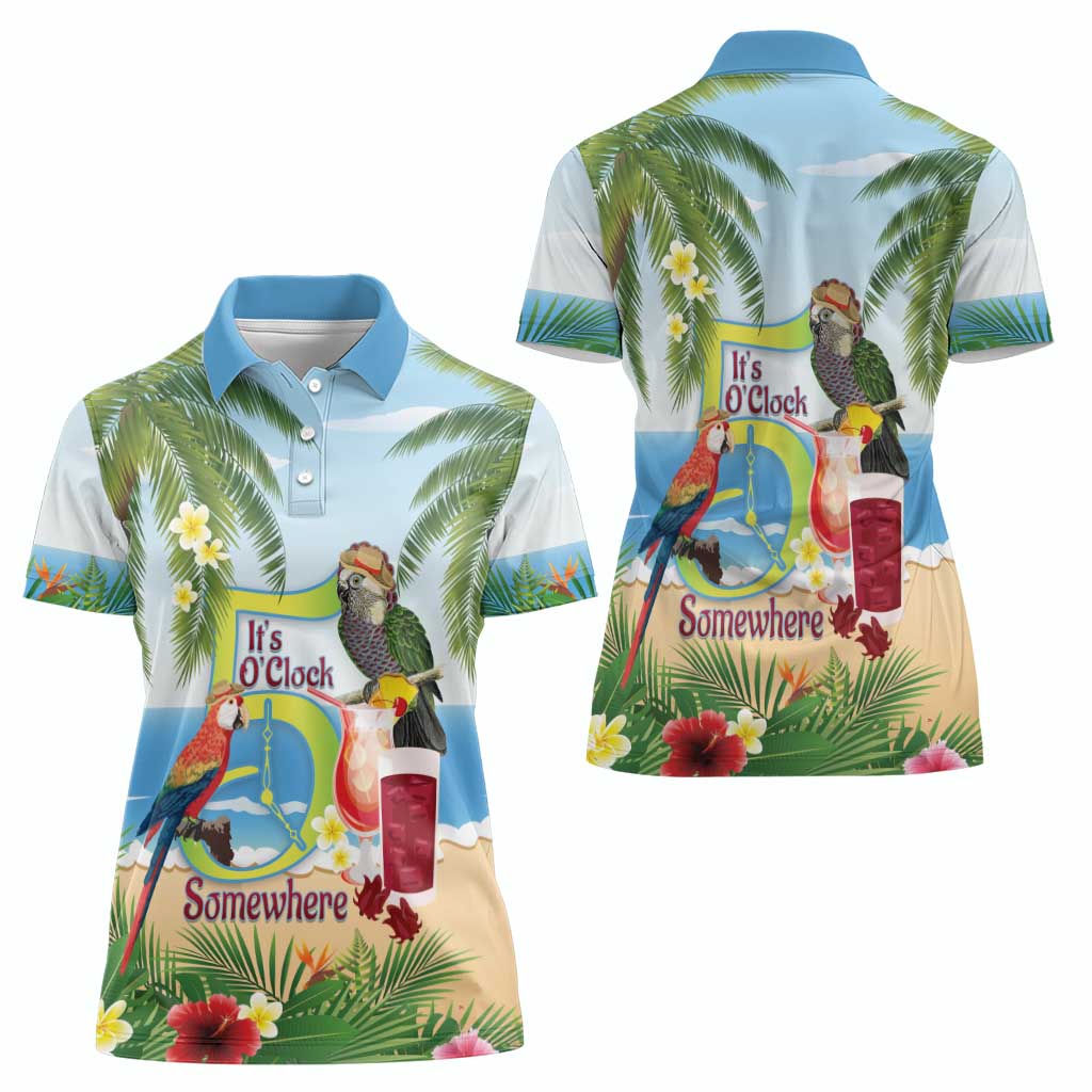 Guyana Christmas Women Polo Shirt Macaw Red-fan Parrot Tropical Vibes - Wonder Print Shop