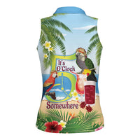 Guyana Christmas Women Sleeveless Polo Shirt Macaw Red-fan Parrot Tropical Vibes - Wonder Print Shop