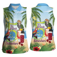 Guyana Christmas Women Sleeveless Polo Shirt Macaw Red-fan Parrot Tropical Vibes - Wonder Print Shop