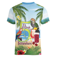 Guyana Christmas Women V-Neck T-Shirt Macaw Red-fan Parrot Tropical Vibes - Wonder Print Shop