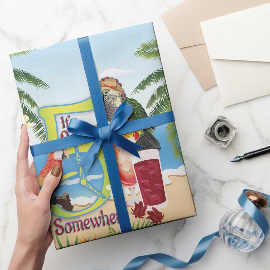 Guyana Christmas Wrapping Paper Macaw Red-fan Parrot Tropical Vibes - Wonder Print Shop