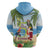 Guyana Christmas Zip Hoodie Macaw Red-fan Parrot Tropical Vibes - Wonder Print Shop