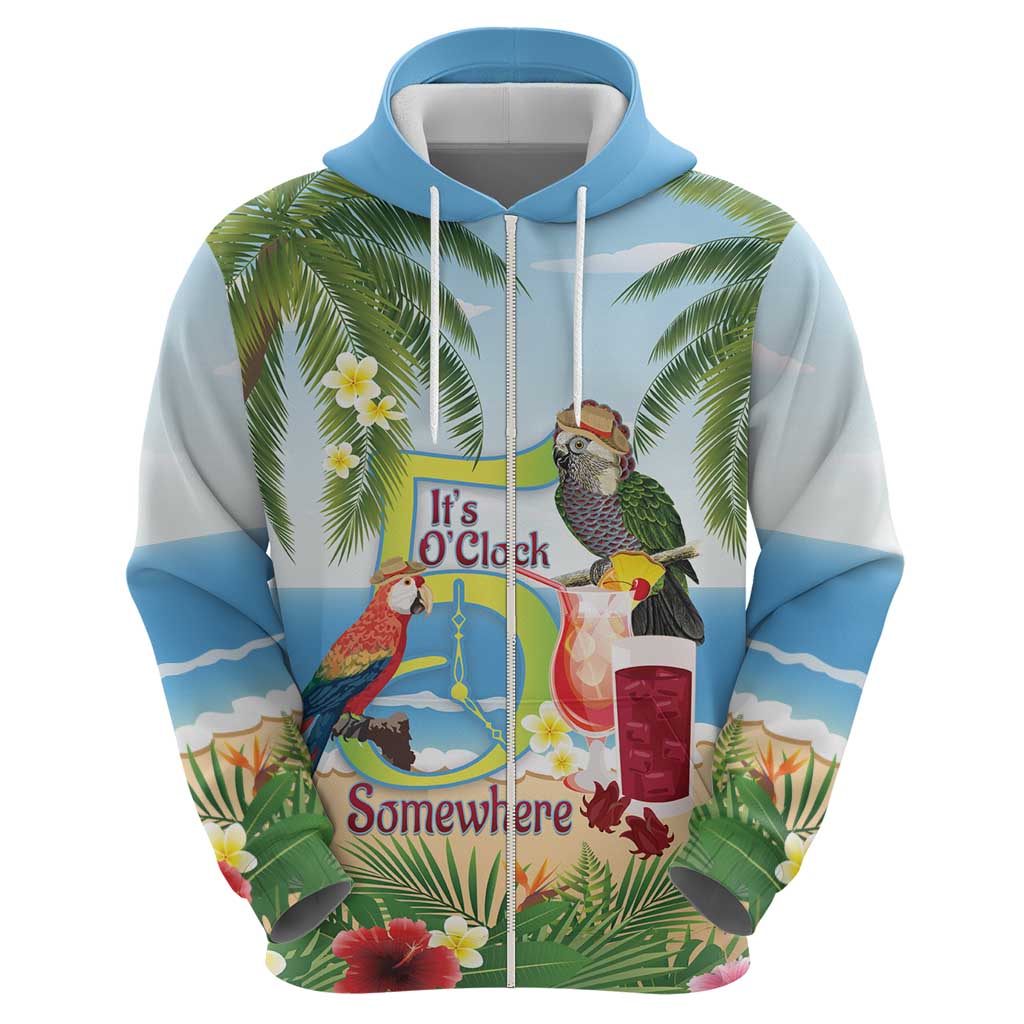 Guyana Christmas Zip Hoodie Macaw Red-fan Parrot Tropical Vibes - Wonder Print Shop