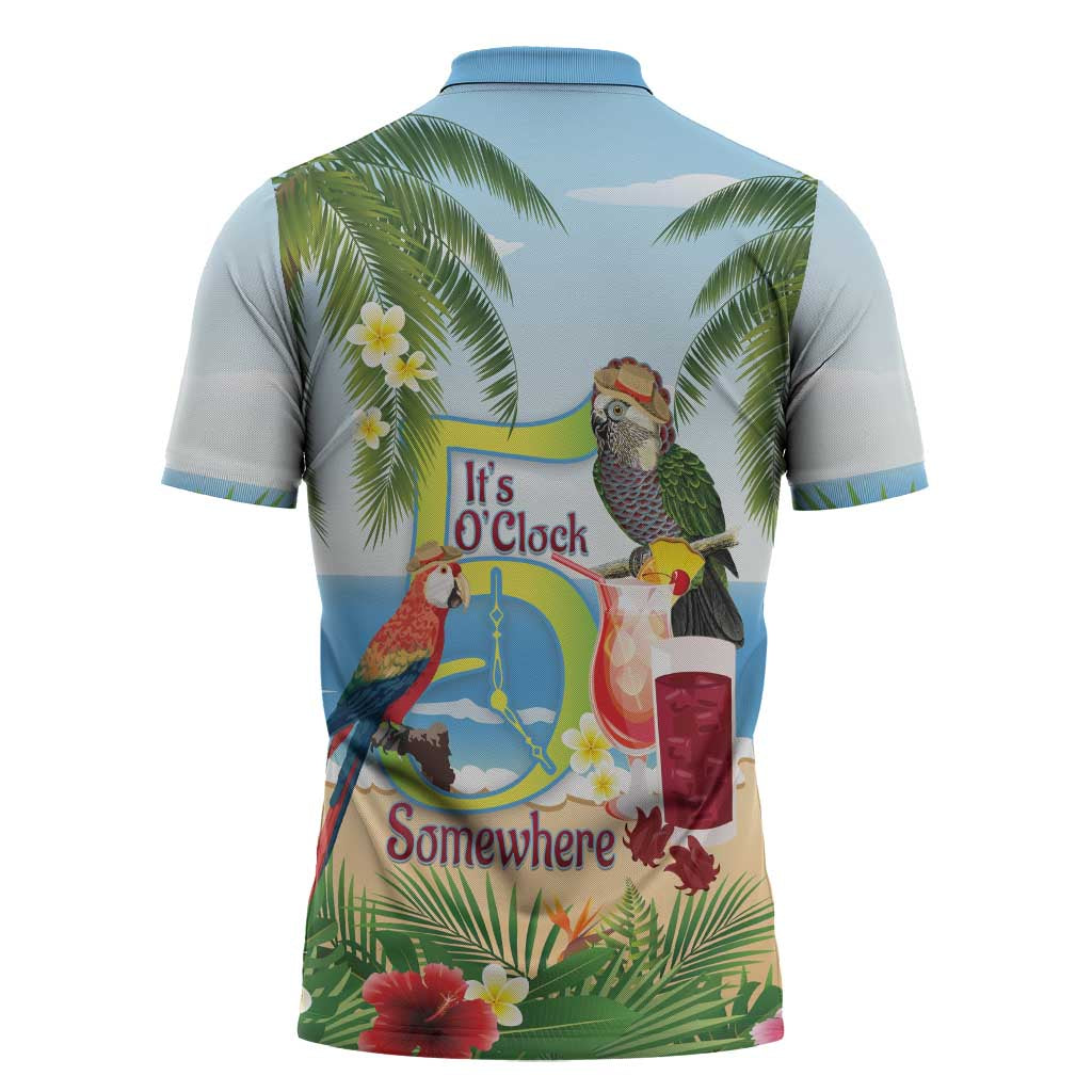 Guyana Christmas Zipper Polo Shirt Macaw Red-fan Parrot Tropical Vibes - Wonder Print Shop
