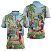 Guyana Christmas Zipper Polo Shirt Macaw Red-fan Parrot Tropical Vibes - Wonder Print Shop